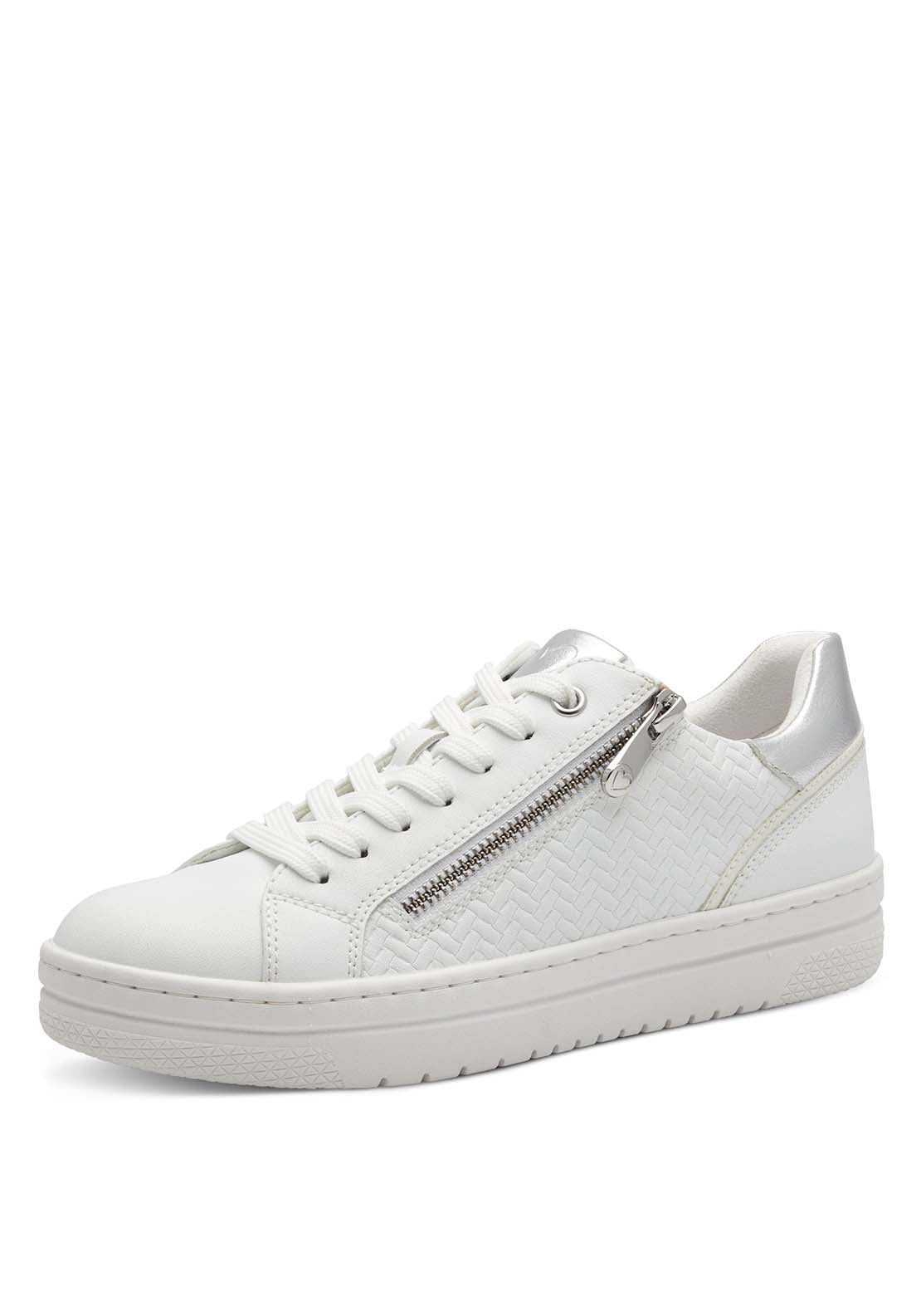 Marco Tozzi Palm Beach Flat Zip Trainer - White 1 Shaws Department Stores