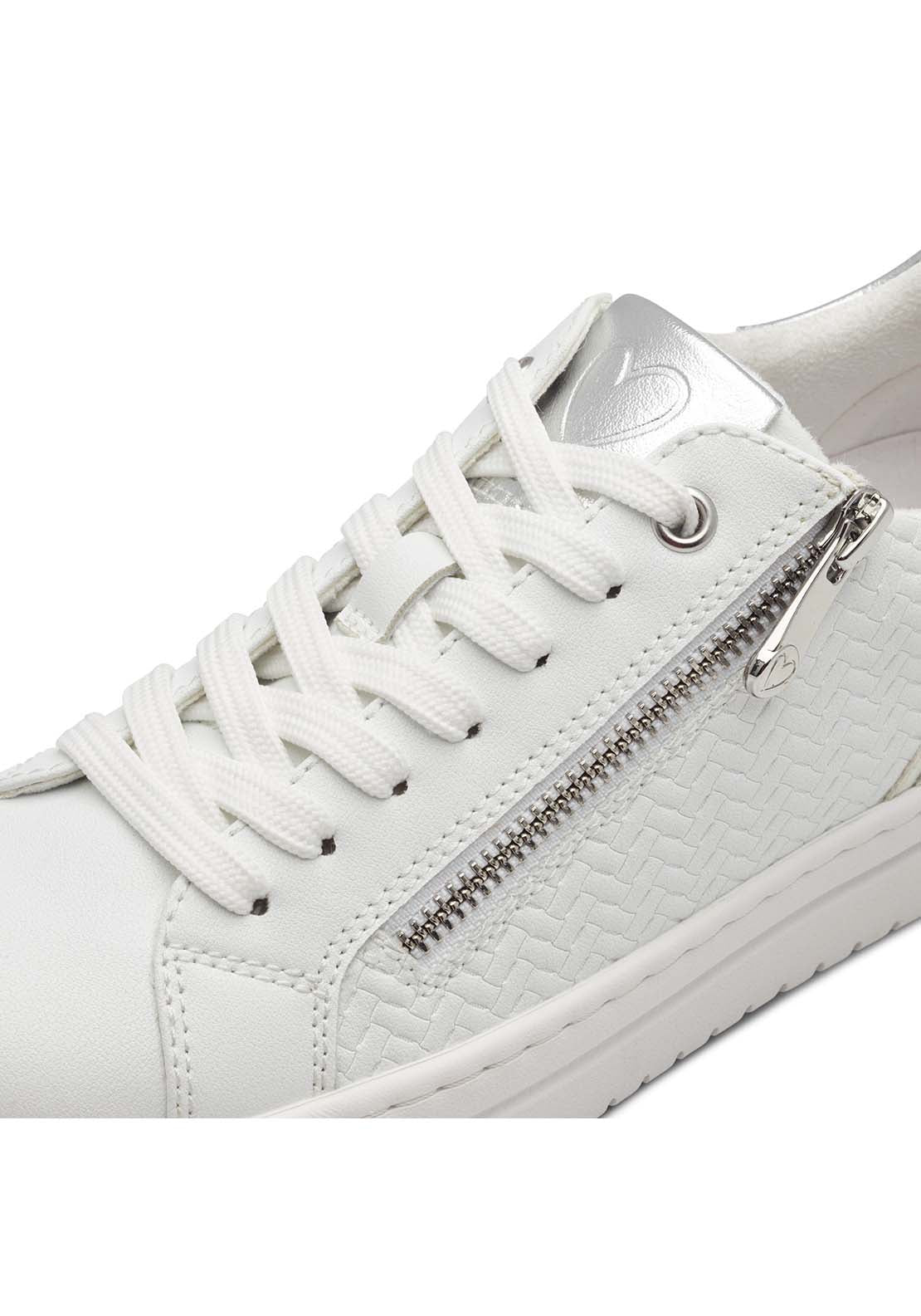 Marco Tozzi Palm Beach Flat Zip Trainer - White 6 Shaws Department Stores