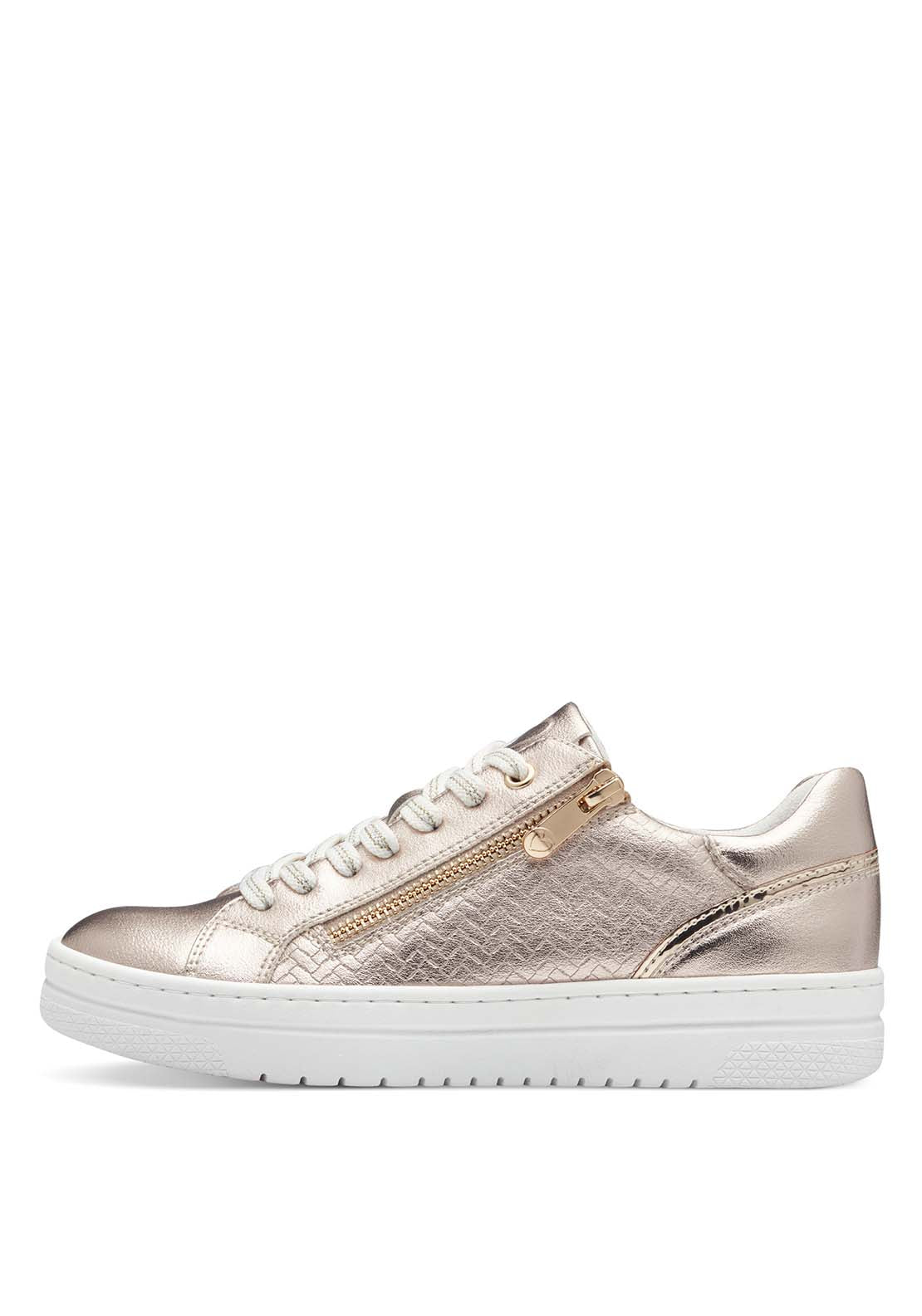 Marco Tozzi Palm Beach Flat Zip Trainer - Platinum 2 Shaws Department Stores