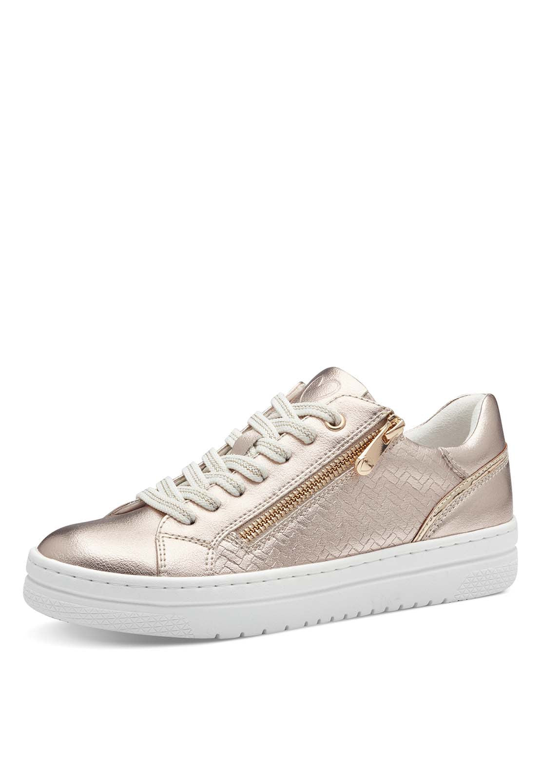 Marco Tozzi Palm Beach Flat Zip Trainer - Platinum 1 Shaws Department Stores