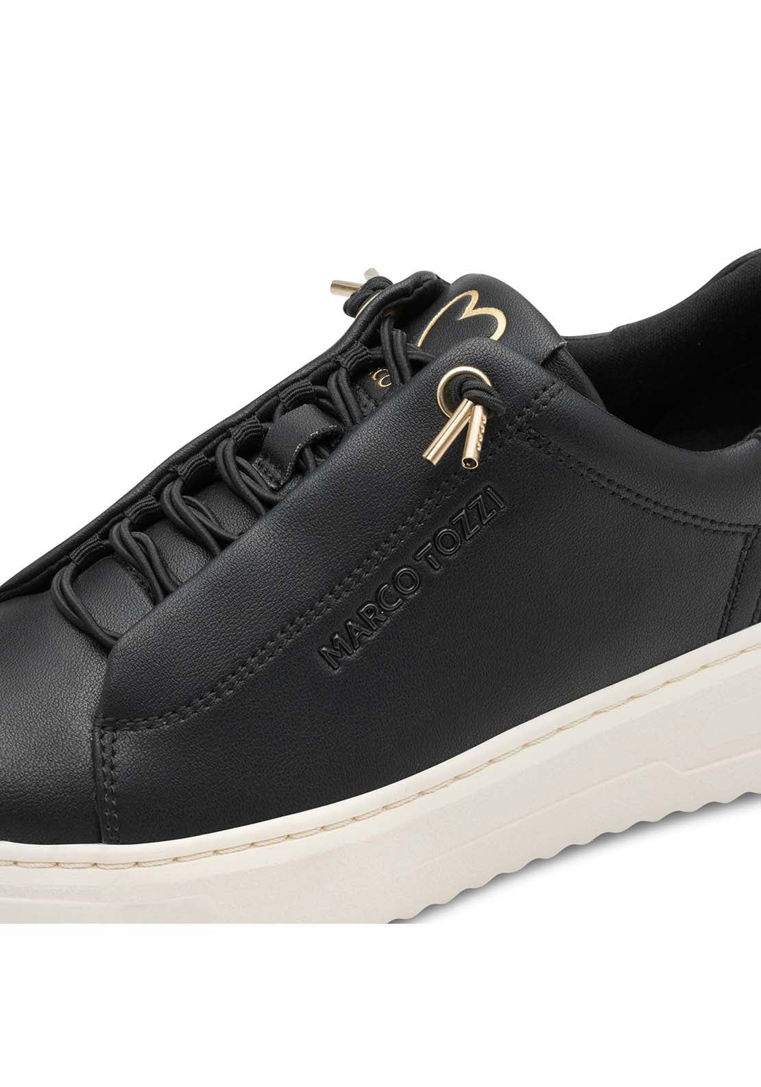 Marco Tozzi Bungee Lace White Trainer - Black 4 Shaws Department Stores