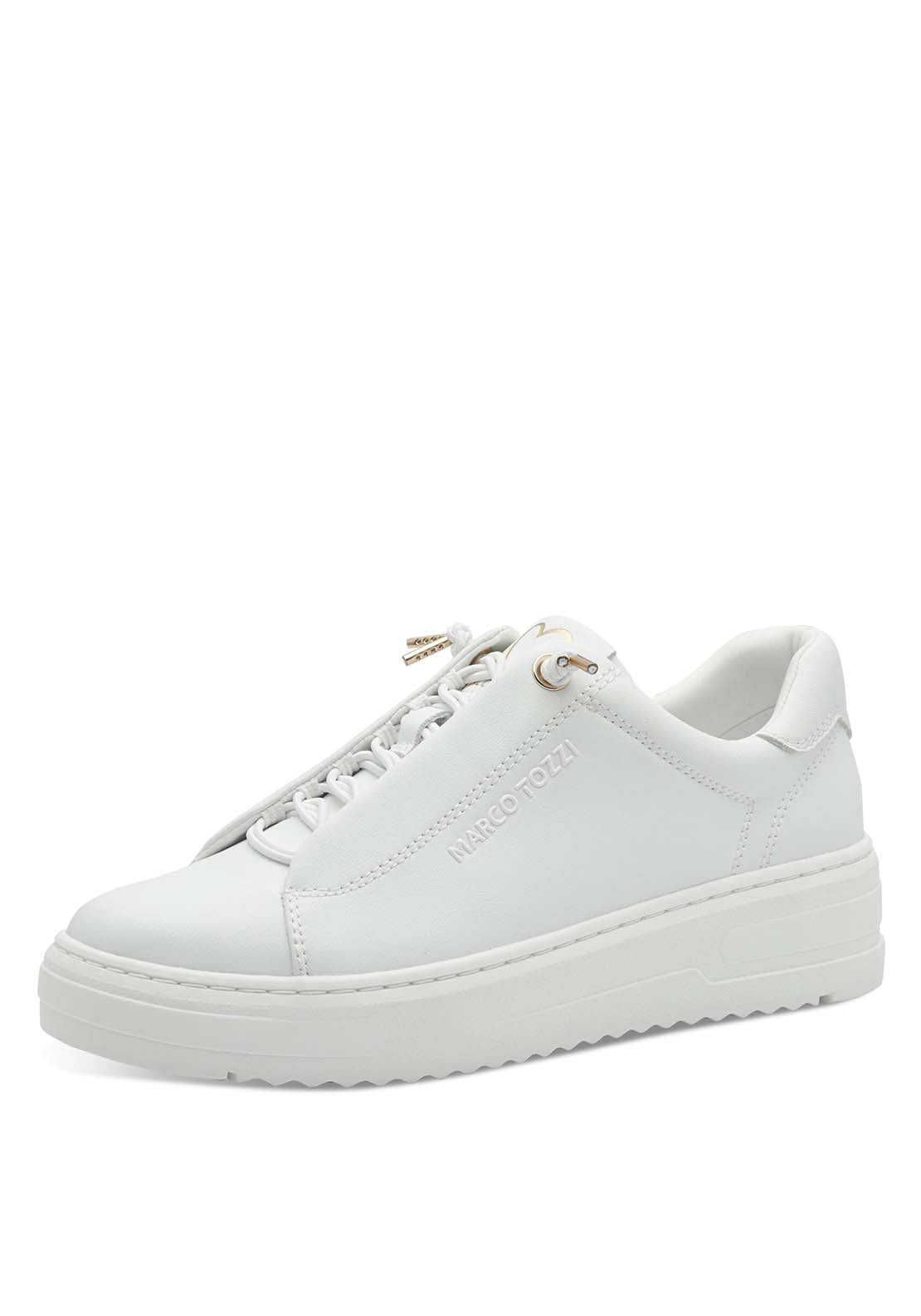 Marco Tozzi Bungee Lace White Trainer - White 1 Shaws Department Stores