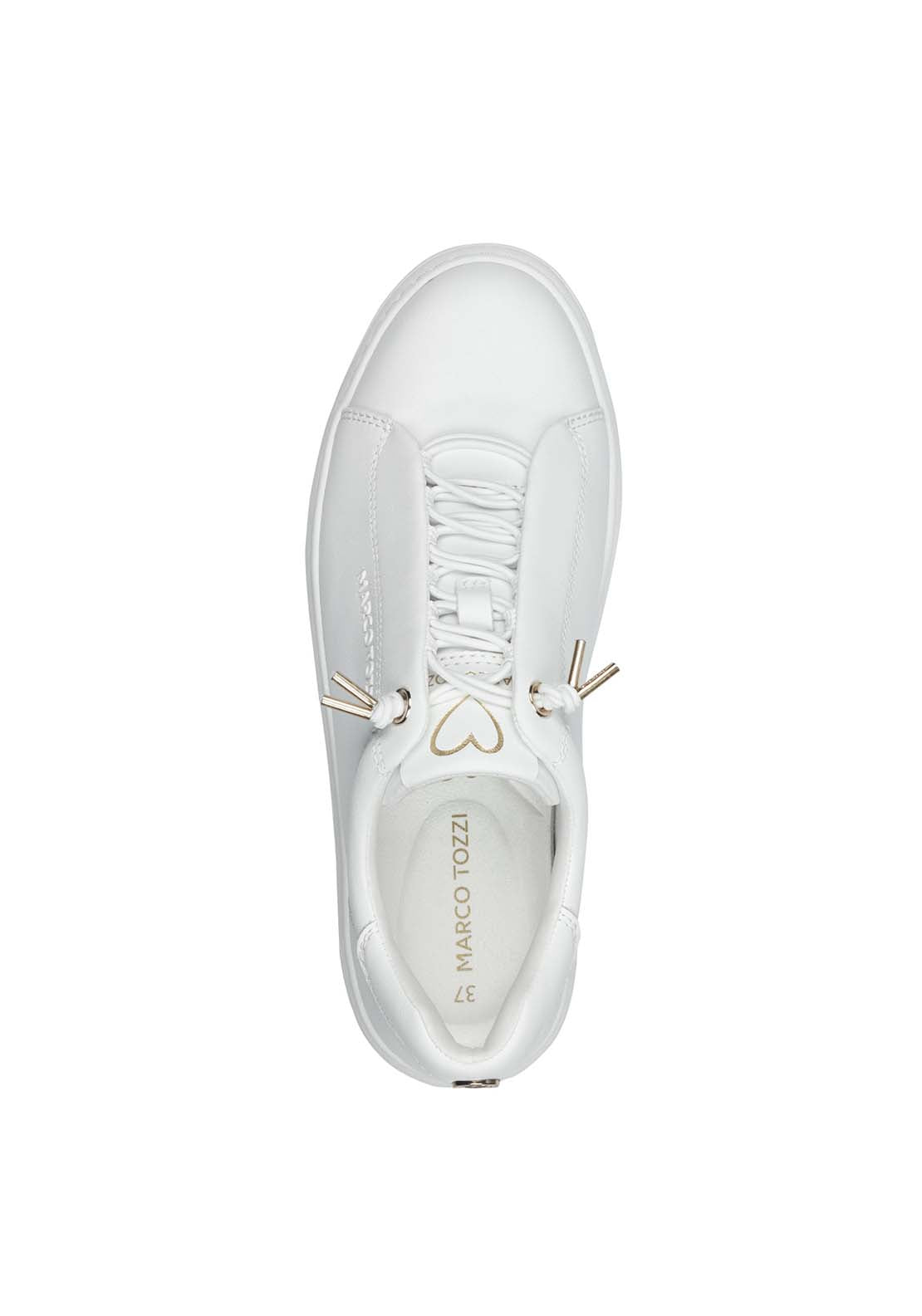 Marco Tozzi Bungee Lace White Trainer - White 3 Shaws Department Stores
