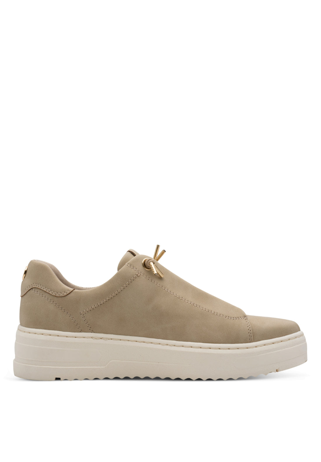 Marco Tozzi Bungee Lace Trainer - Beige 2 Shaws Department Stores
