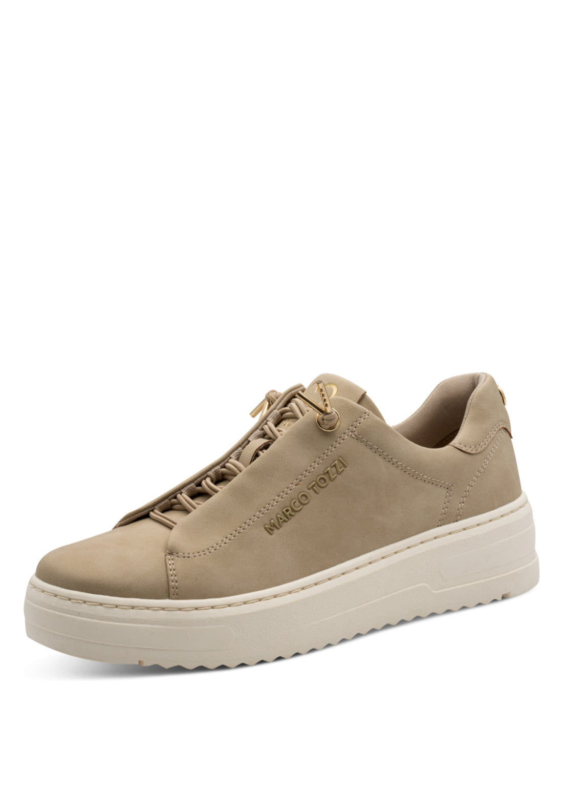 Marco Tozzi Bungee Lace Trainer - Beige 3 Shaws Department Stores