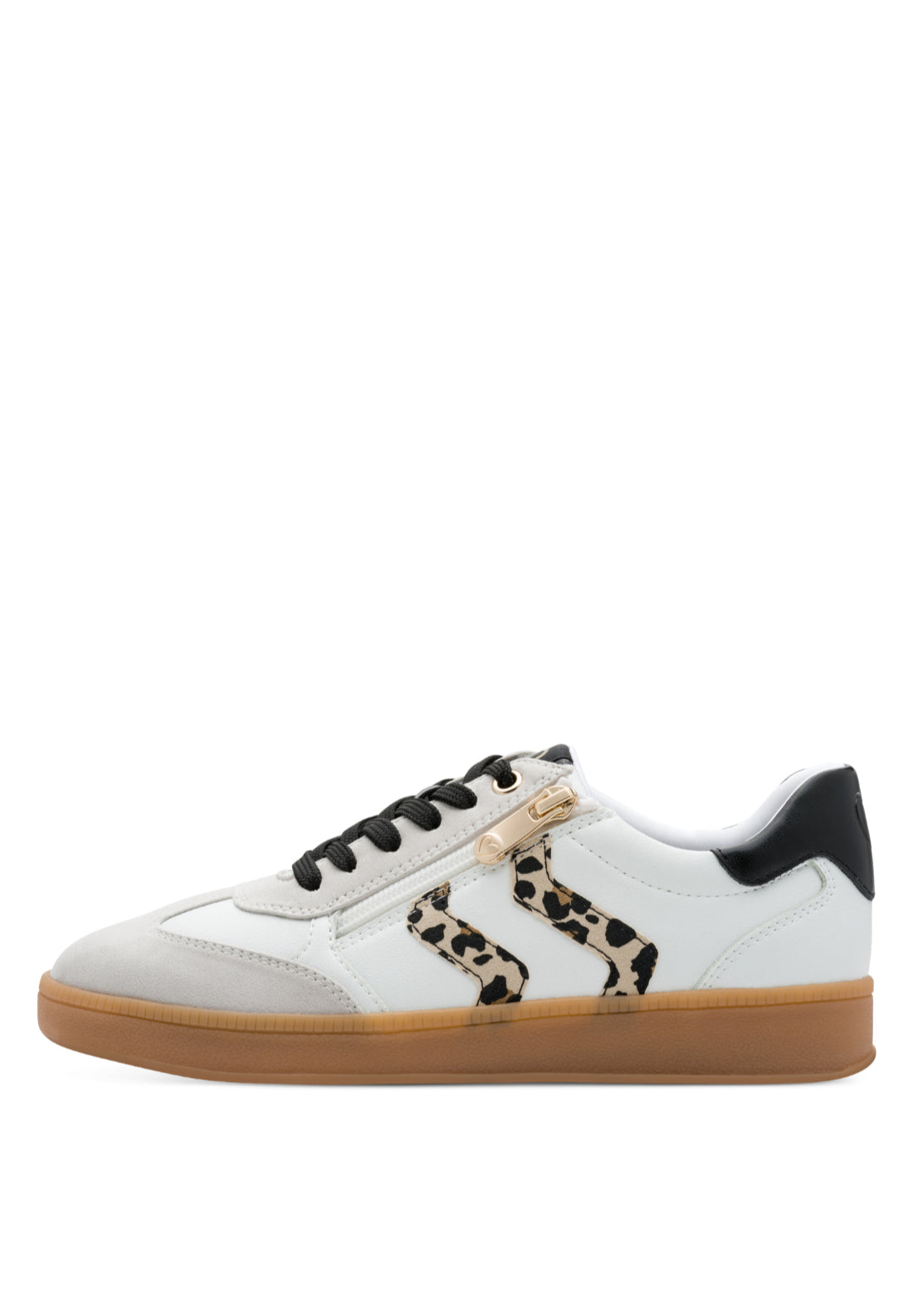 Marco Tozzi Two Side Stripe Zip Trainer - White 1 Shaws Department Stores