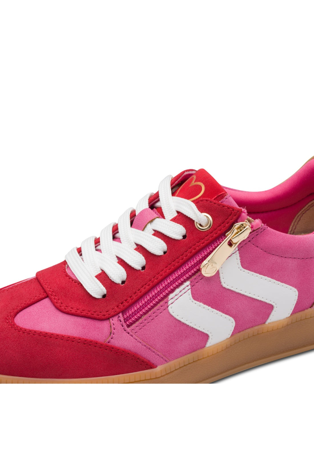 Marco Tozzi Two Side Stripe Zip Trainer - Pink Comb 4 Shaws Department Stores