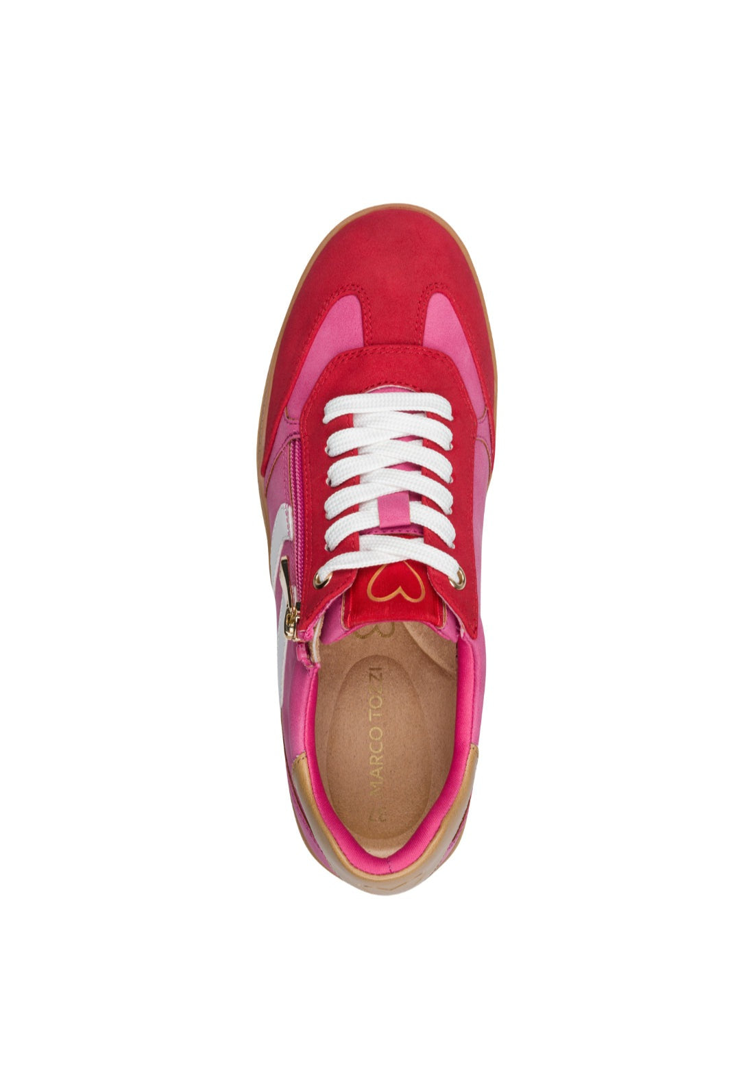 Marco Tozzi Two Side Stripe Zip Trainer - Pink Comb 5 Shaws Department Stores