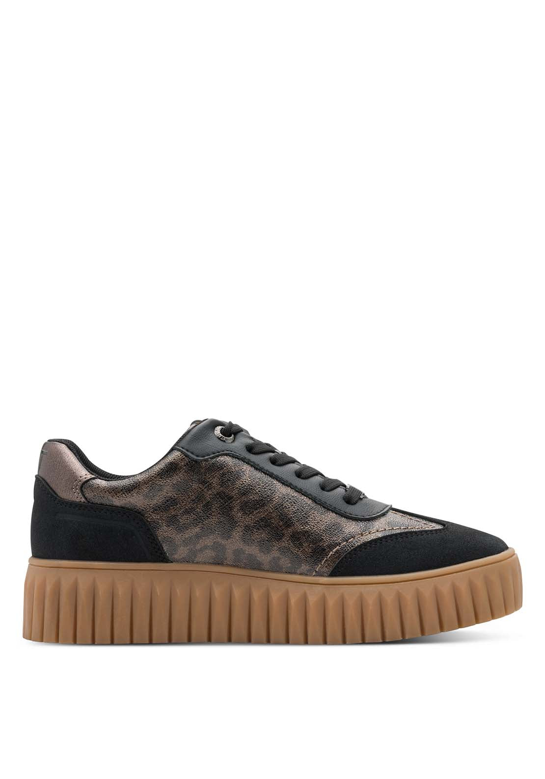 Marco Tozzi Animal Print Platform Trainer - Black 3 Shaws Department Stores