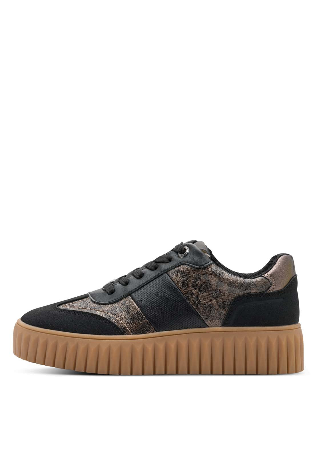 Marco Tozzi Animal Print Platform Trainer - Black 2 Shaws Department Stores