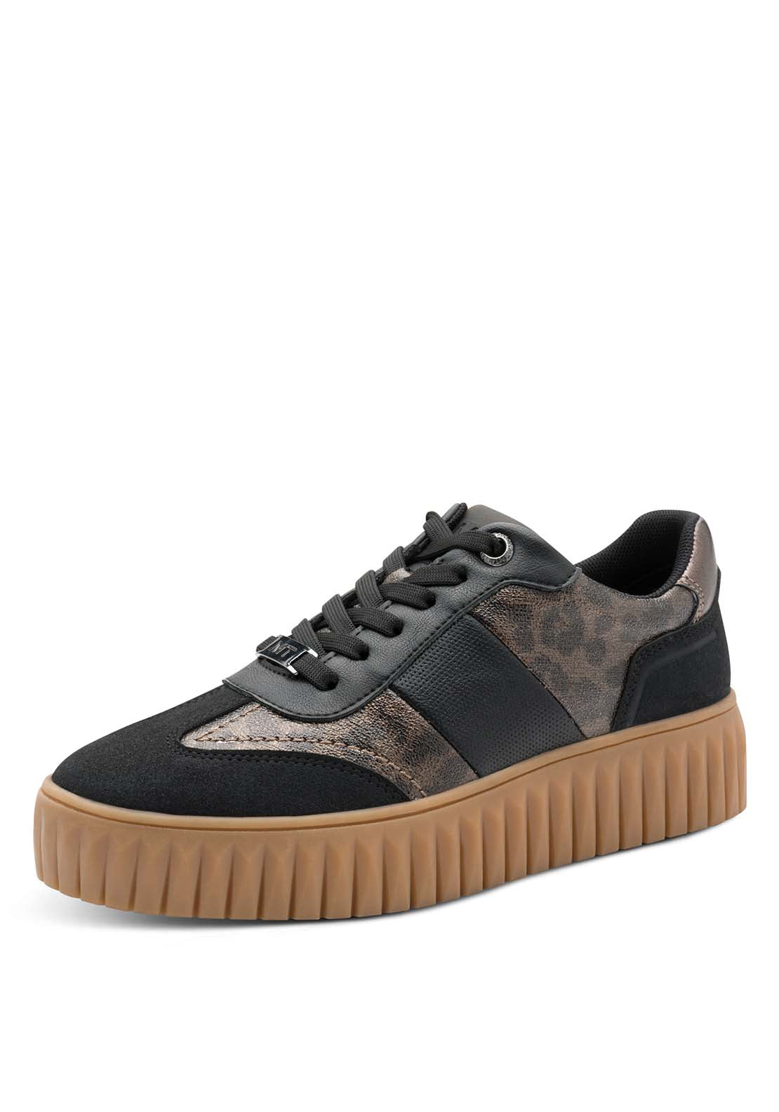 Marco Tozzi Animal Print Platform Trainer - Black 1 Shaws Department Stores