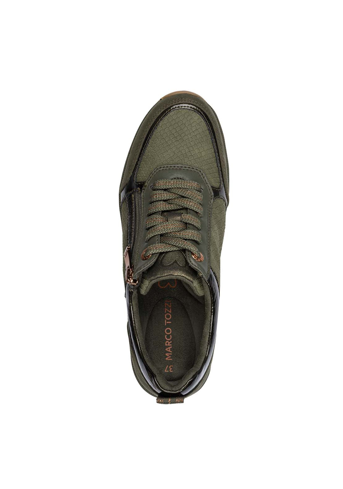 Marco Tozzi Wedge Zip Trainer - Green 5 Shaws Department Stores