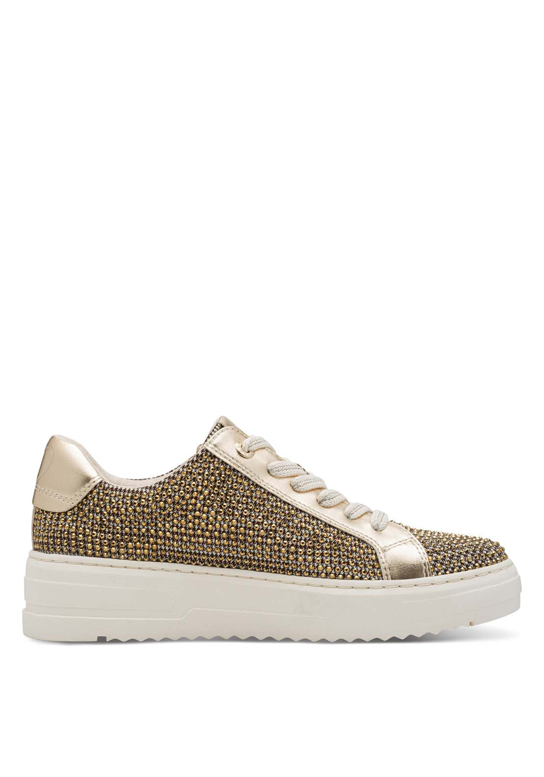 Marco Tozzi Zip Glitter Trainer - Gold 3 Shaws Department Stores