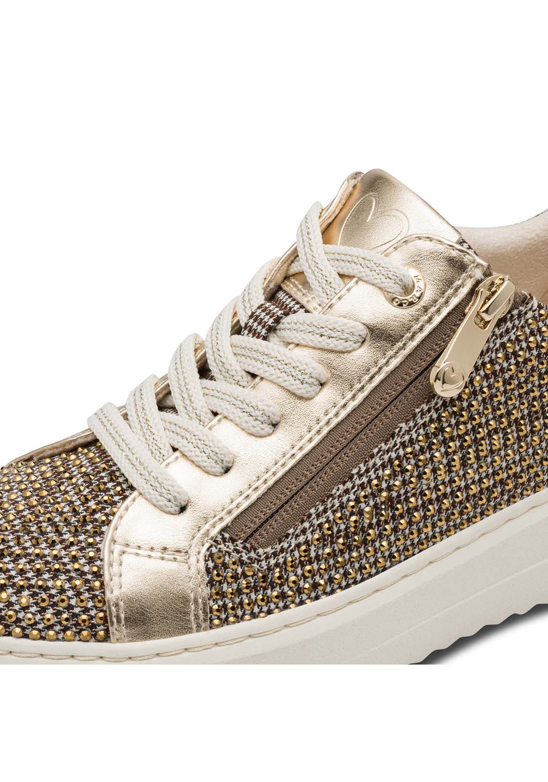 Marco Tozzi Zip Glitter Trainer - Gold 4 Shaws Department Stores