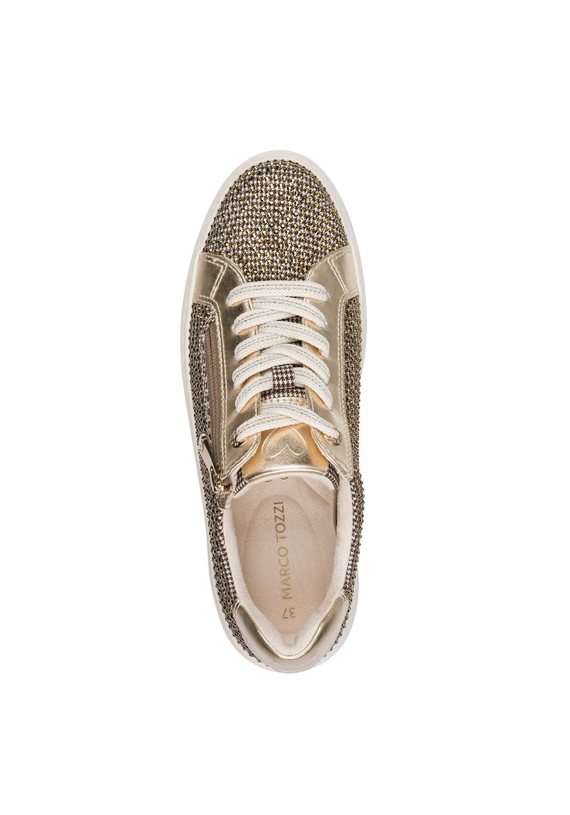 Marco Tozzi Zip Glitter Trainer - Gold 5 Shaws Department Stores