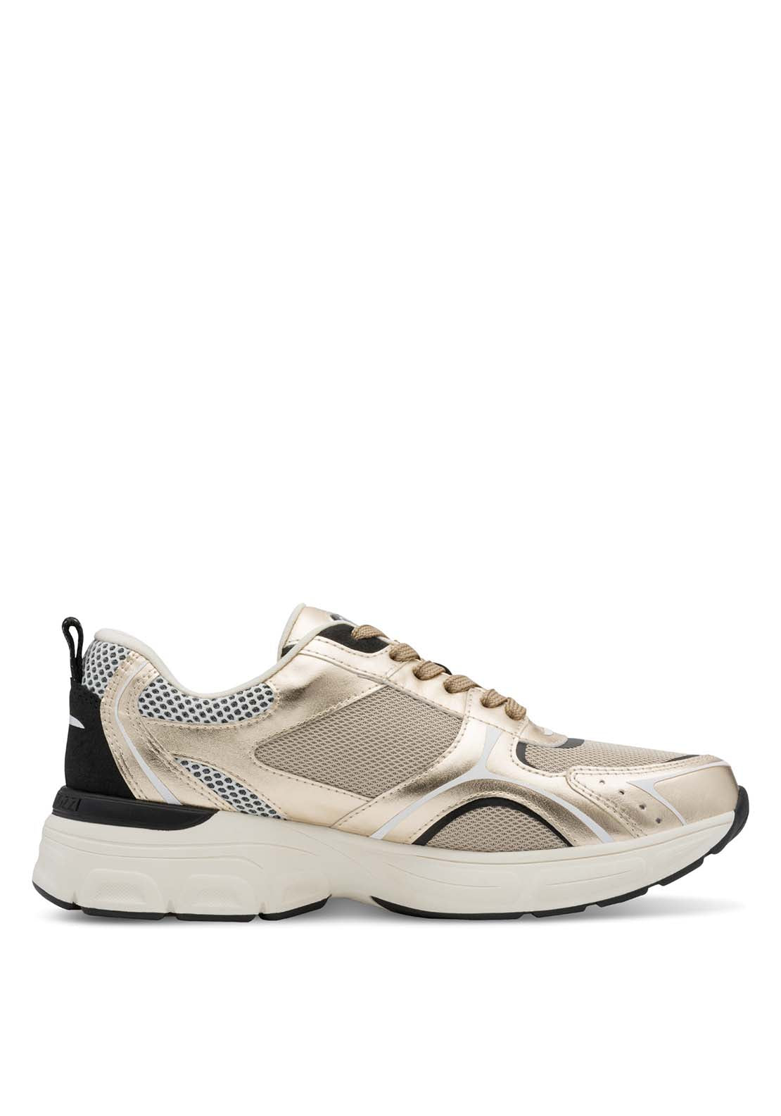Marco Tozzi Zip Retro Trainer - Gold 3 Shaws Department Stores