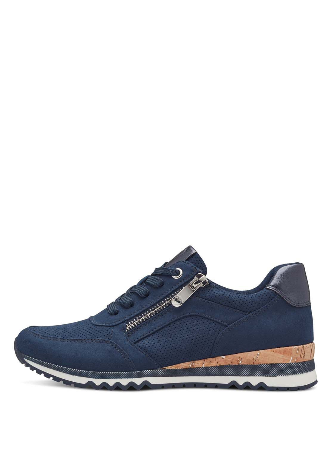 Marco Tozzi Amelia Cork Trim Trainer - Navy 1 Shaws Department Stores