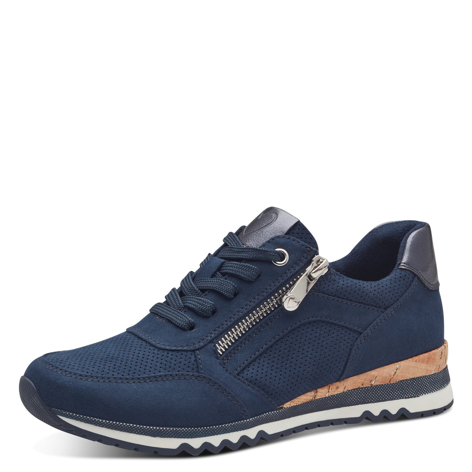 Marco Tozzi Amelia Cork Trim Trainer - Navy 1 Shaws Department Stores