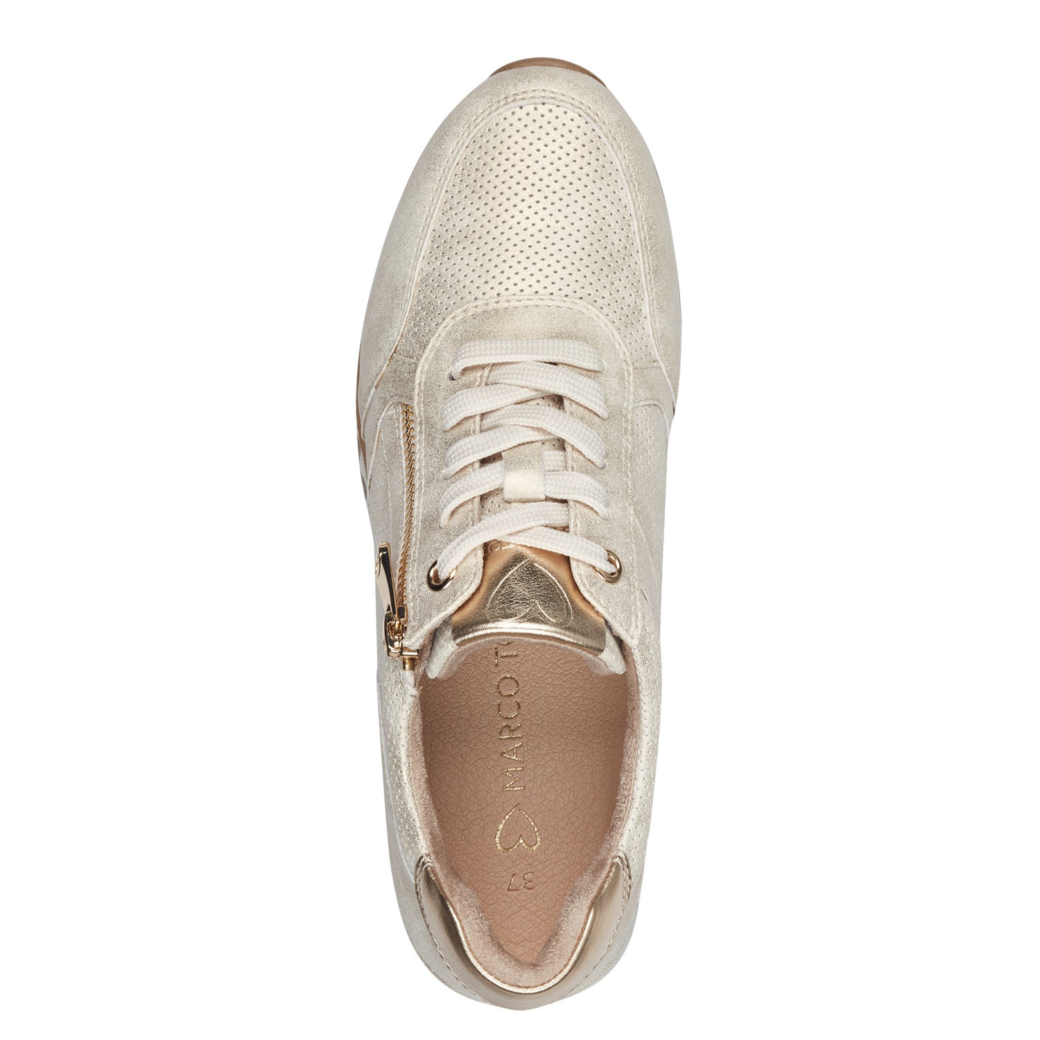 Marco Tozzi Linc Cork Trim Trainer - Dune Met Comb 3 Shaws Department Stores