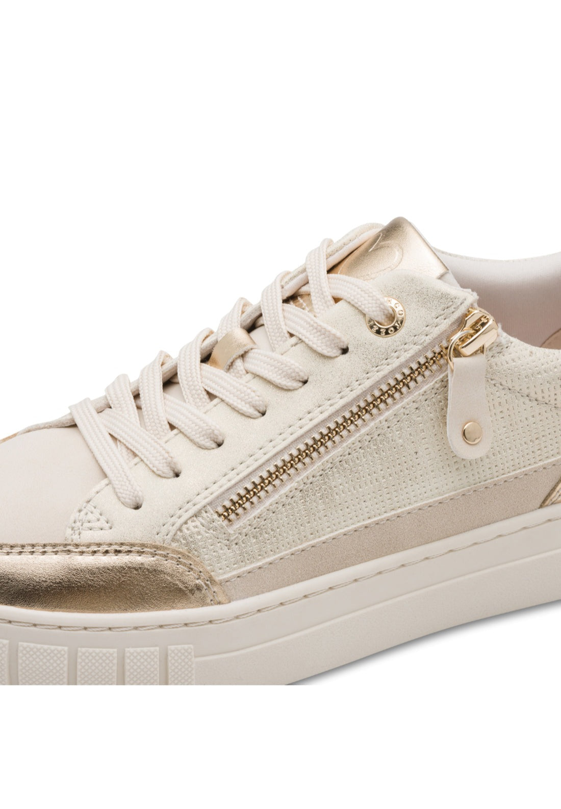 Marco Tozzi Metallic Platform Trainer - Beige 4 Shaws Department Stores