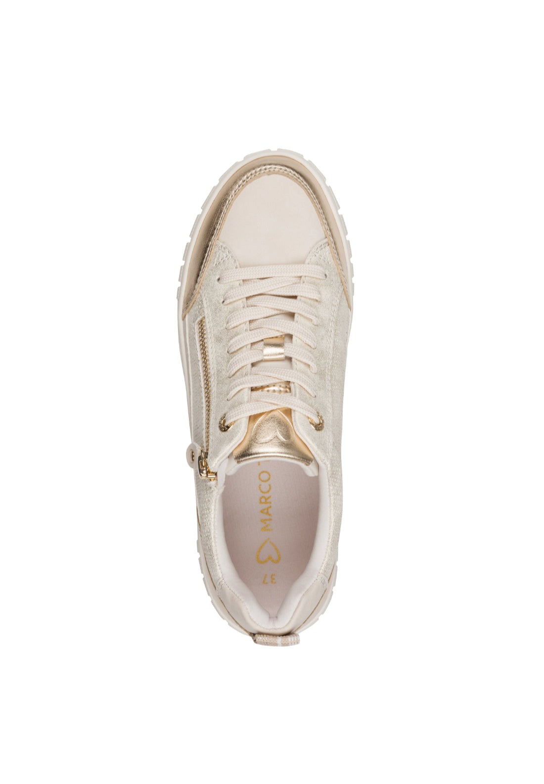 Marco Tozzi Metallic Platform Trainer - Beige 5 Shaws Department Stores