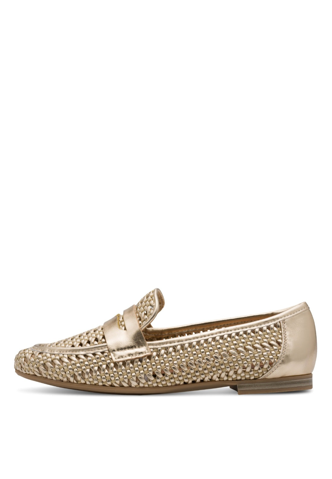 Marco Tozzi Metallic Mesh Loafer - Gold 2 Shaws Department Stores