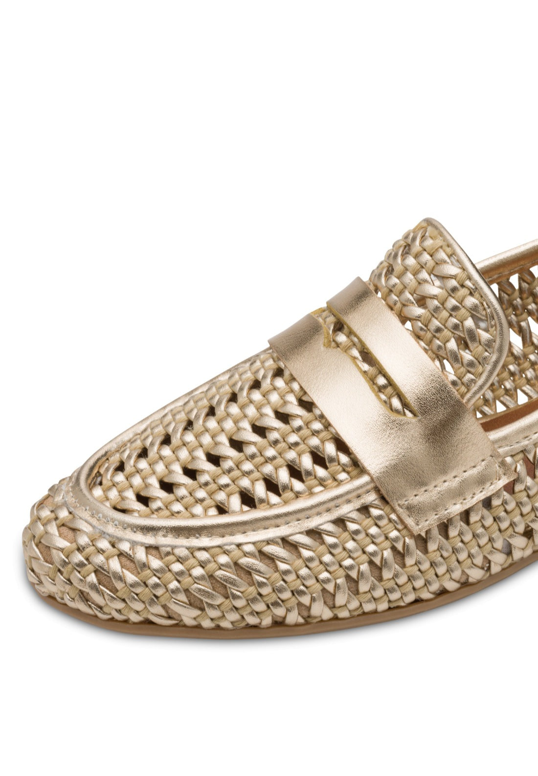 Marco Tozzi Metallic Mesh Loafer - Gold 4 Shaws Department Stores