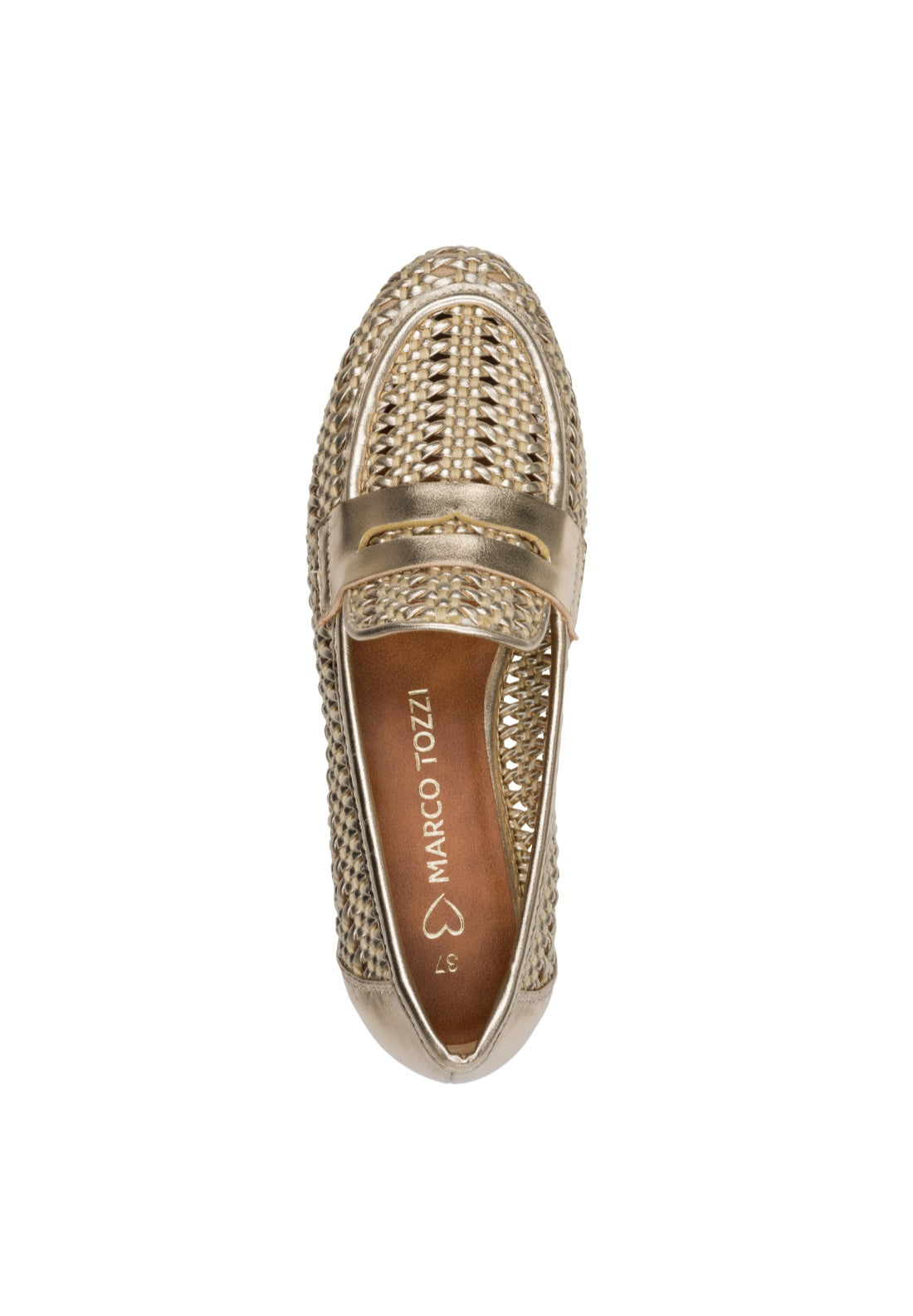 Marco Tozzi Metallic Mesh Loafer - Gold 5 Shaws Department Stores