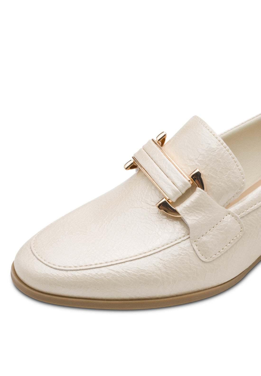 Marco Tozzi Buckle Detail Heel Loafer - Cream Patent 4 Shaws Department Stores