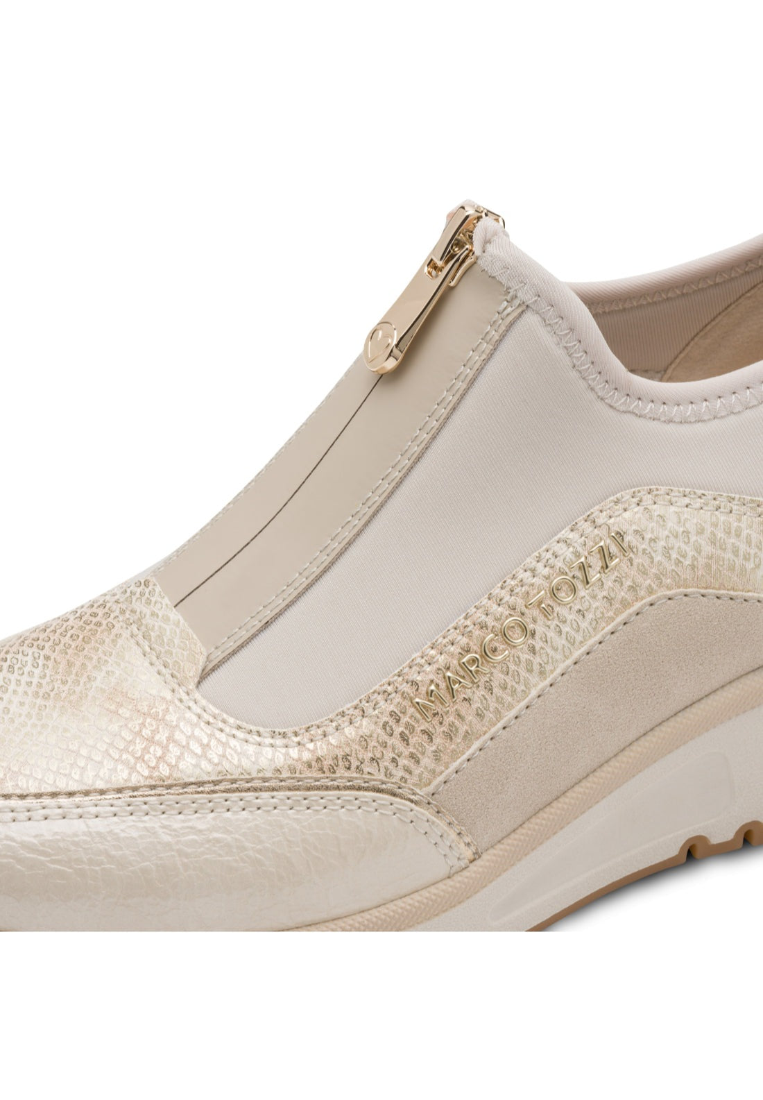 Marco Tozzi Zip Front Wedge Trainer Boot - Cream 4 Shaws Department Stores