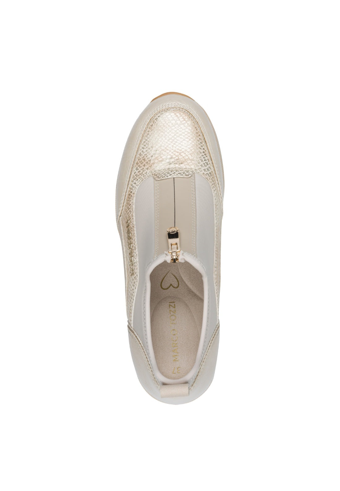 Marco Tozzi Zip Front Wedge Trainer Boot - Cream 5 Shaws Department Stores