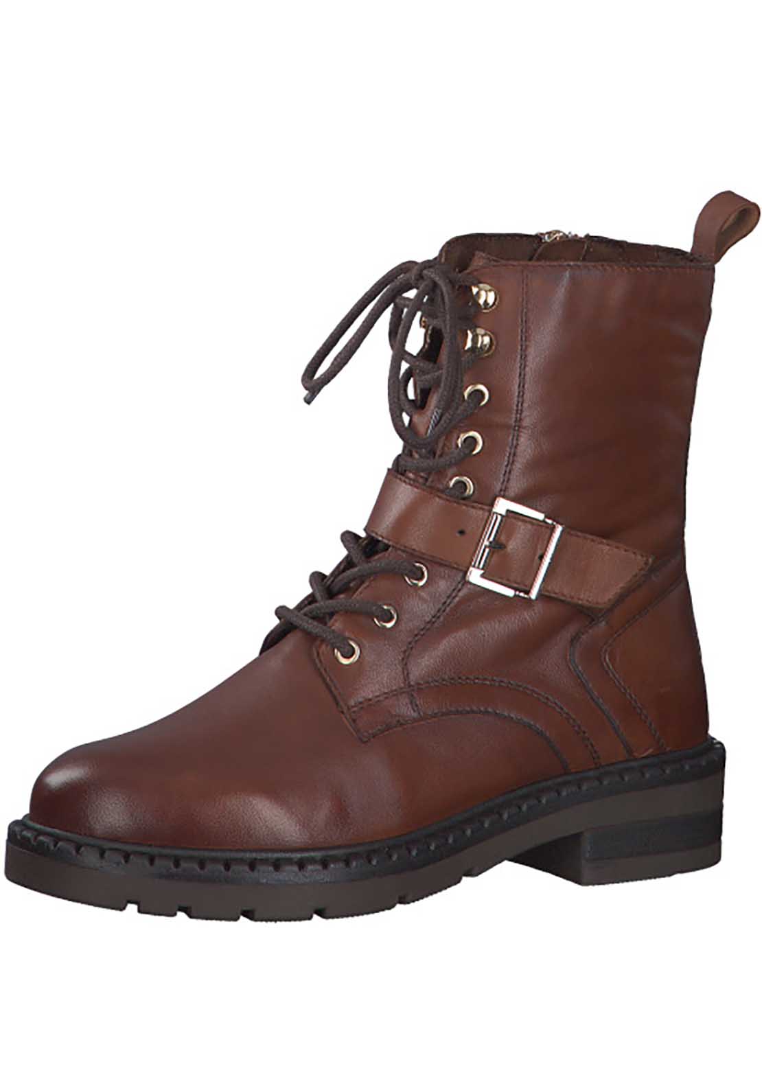 Marco Tozzi Leather Michigan Lace Up Boot - Cognac 1 Shaws Department Stores
