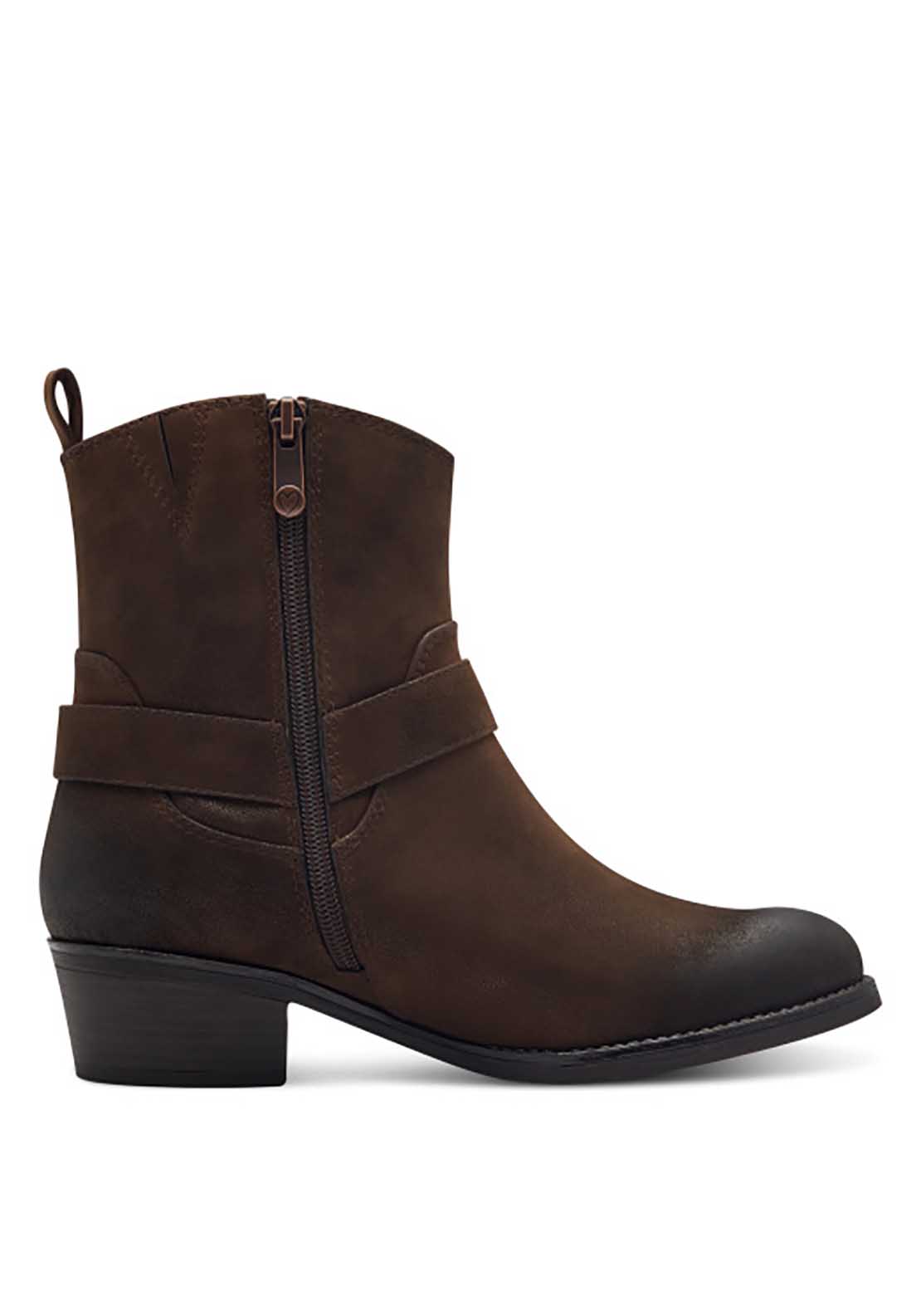 Marco Tozzi Maine Cowboy Ankle Boot - Café Nubuck 4 Shaws Department Stores