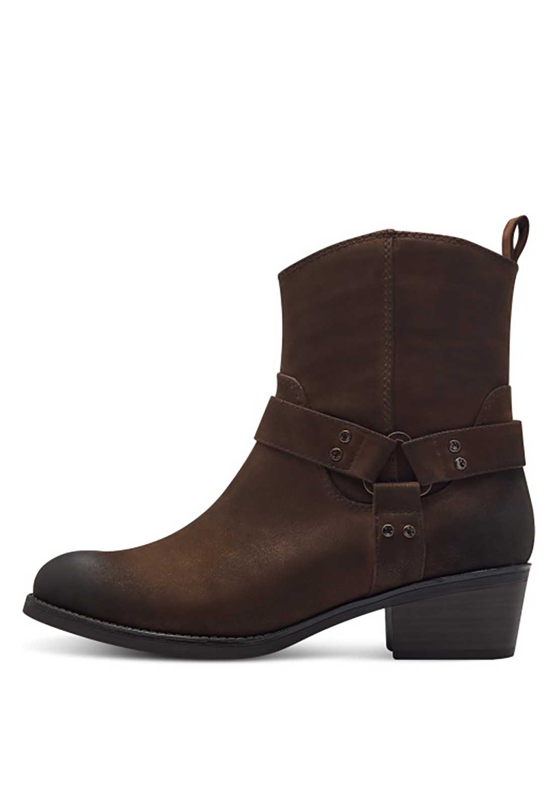 Marco Tozzi Maine Cowboy Ankle Boot - Café Nubuck 2 Shaws Department Stores