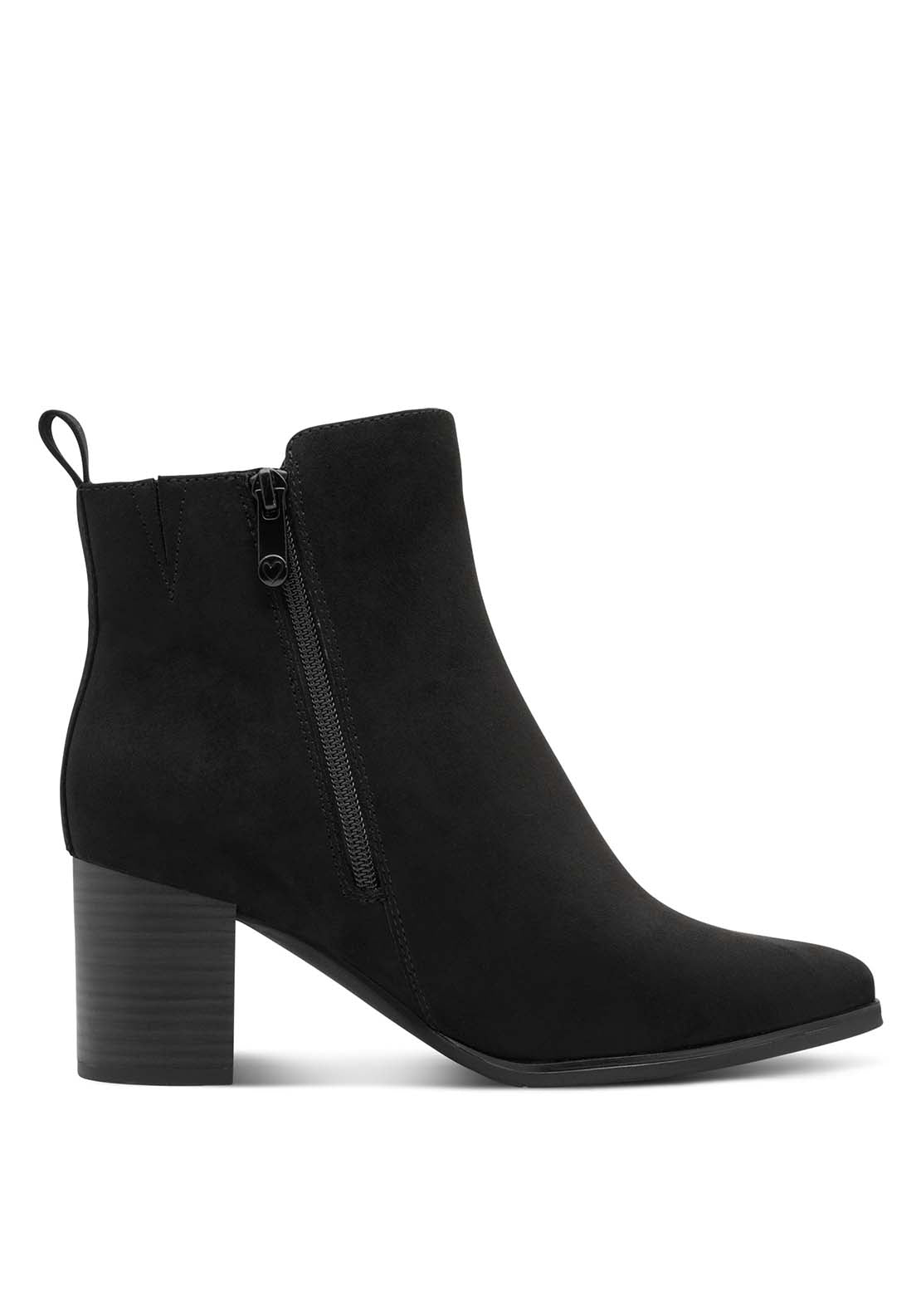 Marco Tozzi Diamante Back Block Heel Boot - Black 3 Shaws Department Stores