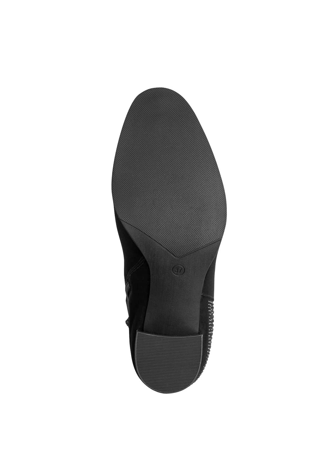Marco Tozzi Diamante Back Block Heel Boot - Black 6 Shaws Department Stores