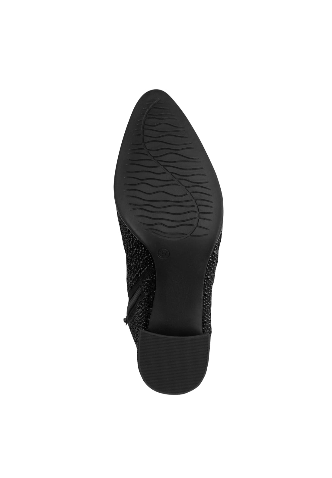 Diamante Low Heeled Boot - Black