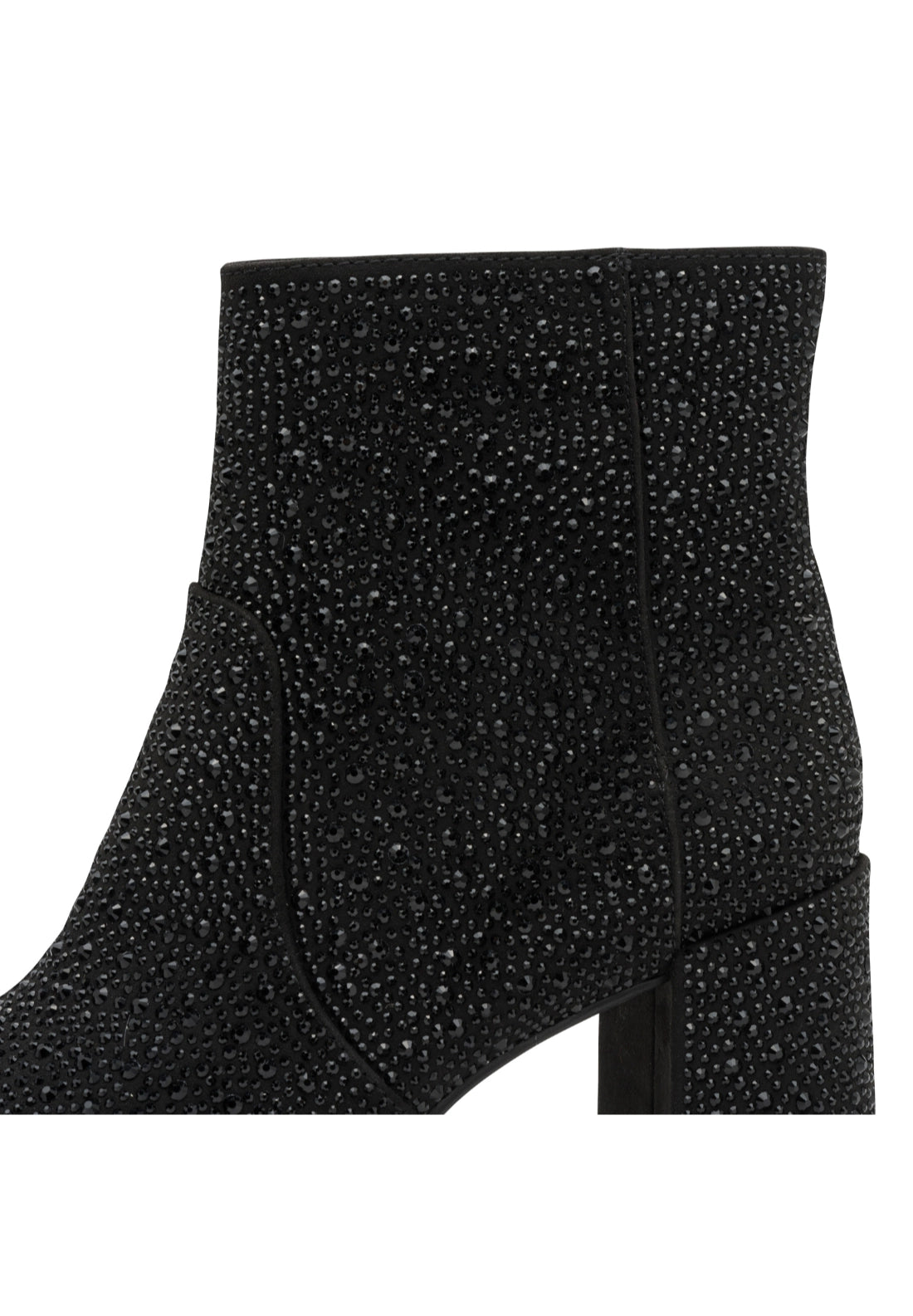 Diamante Low Heeled Boot - Black