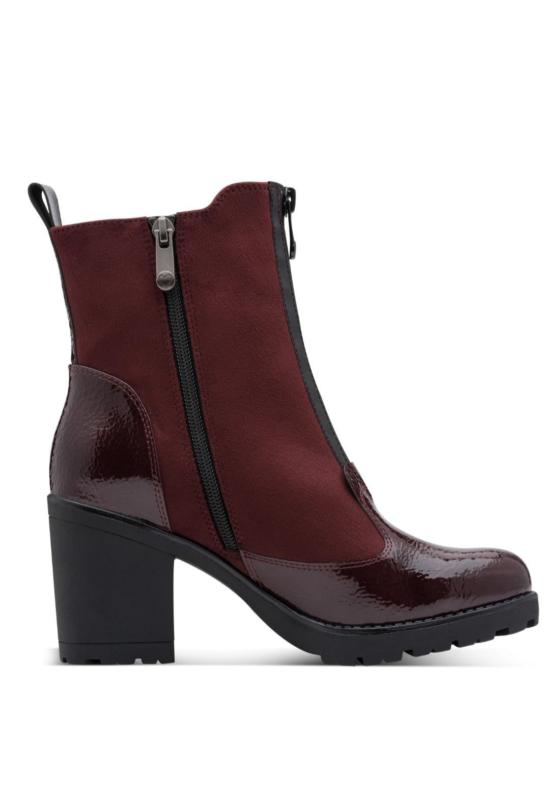 Patent Mix Funky Boot - Wine