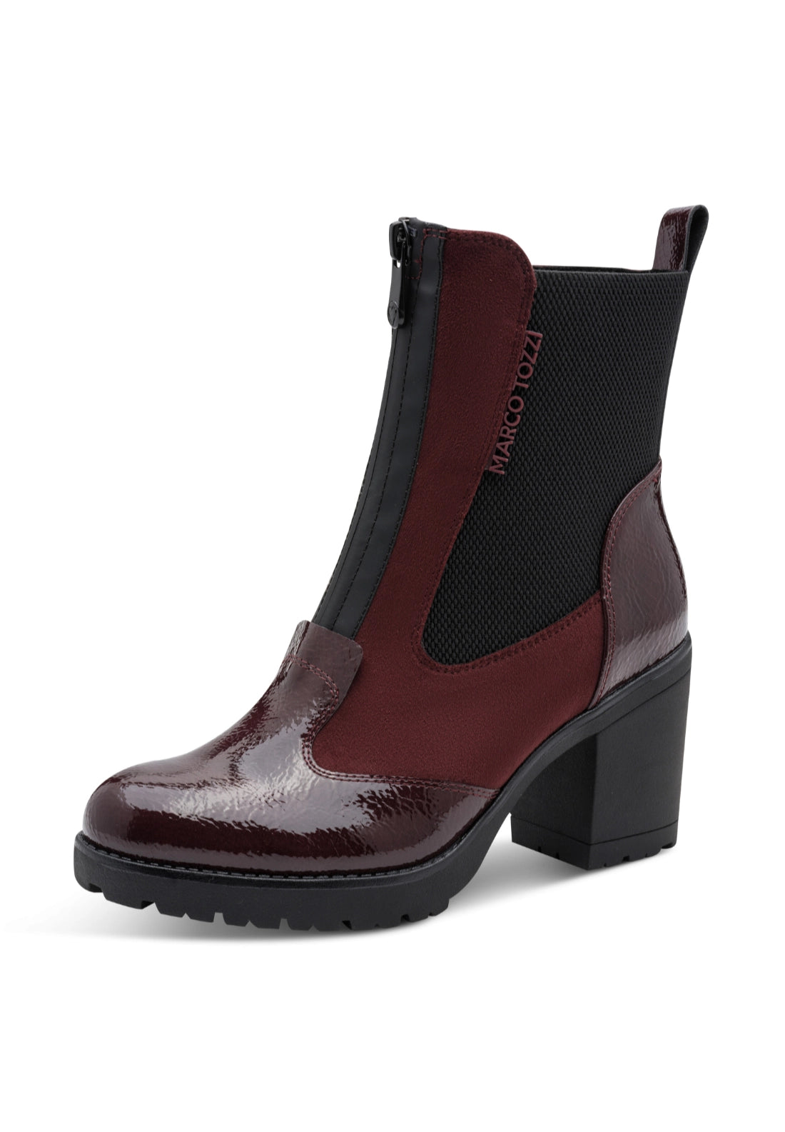 Patent Mix Funky Boot - Wine