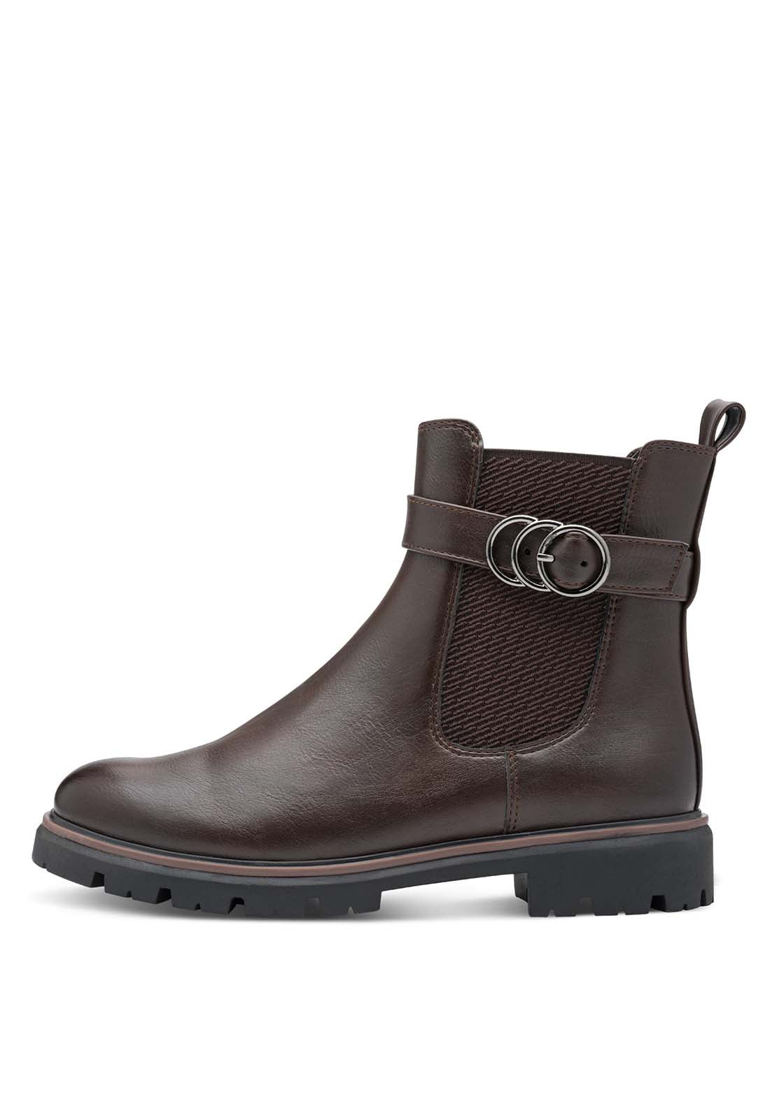 Marco Tozzi Buckle Detail Flat Boot - Café 2 Shaws Department Stores