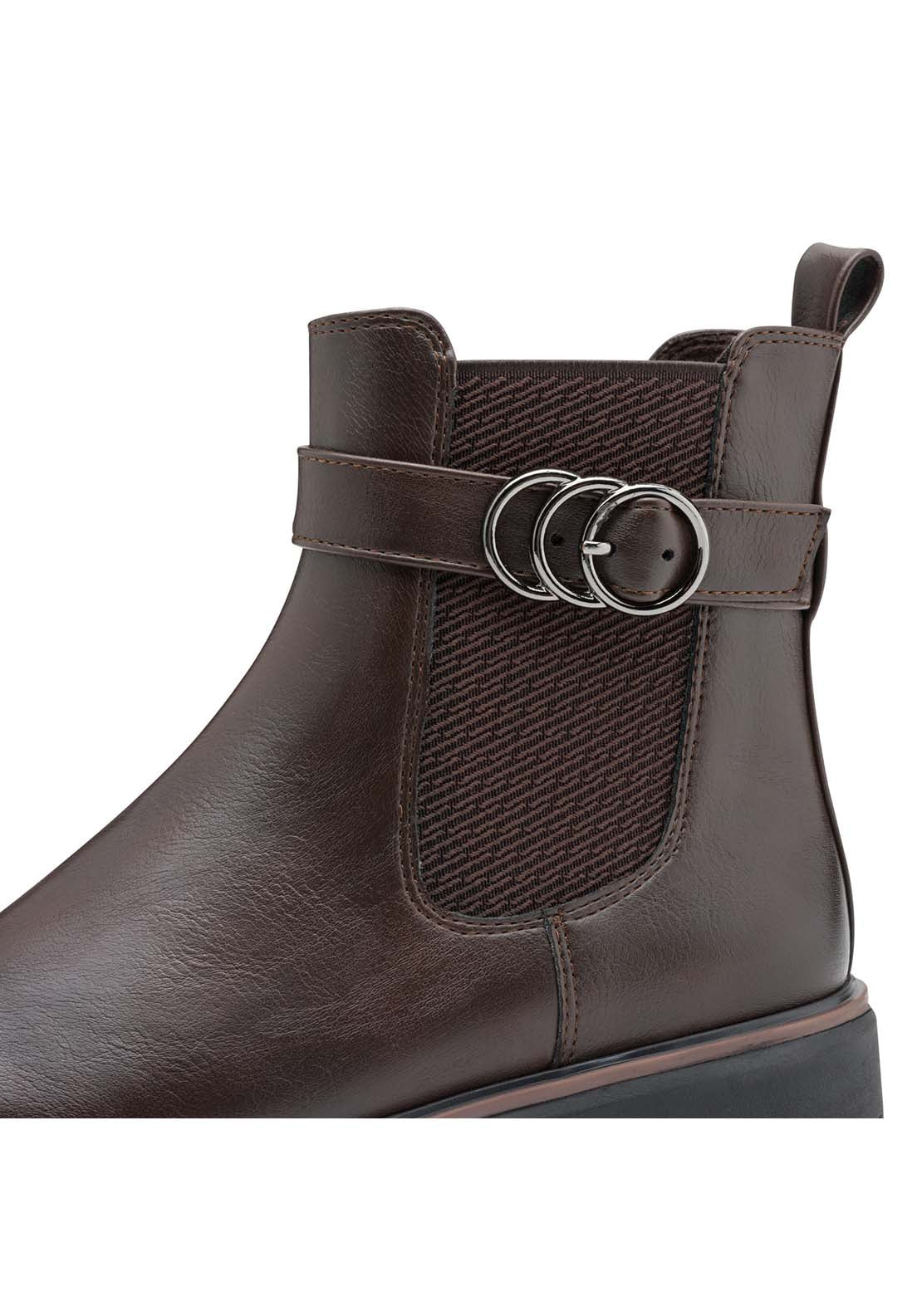 Marco Tozzi Buckle Detail Flat Boot - Café 4 Shaws Department Stores