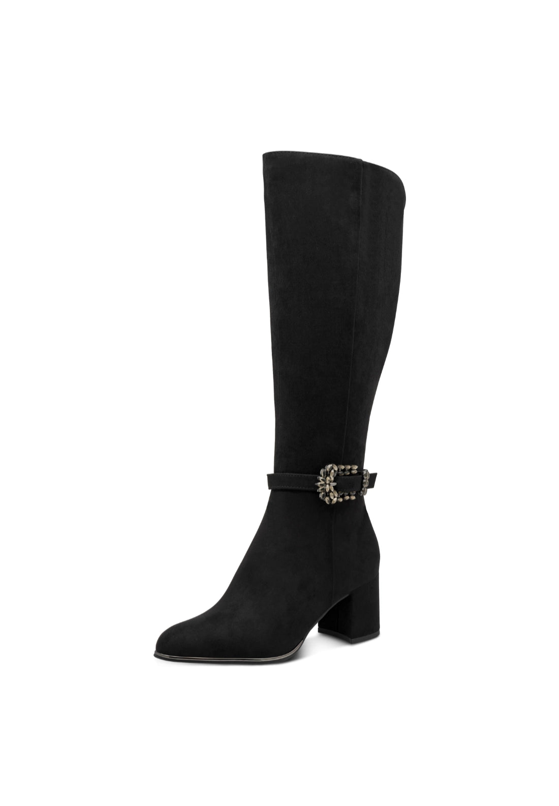 Buckle Detail Knee High Boot - Black