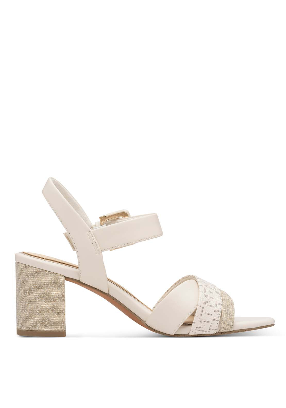 Marco Tozzi Print Glam Heel Sandal - Cream Comb 2 Shaws Department Stores