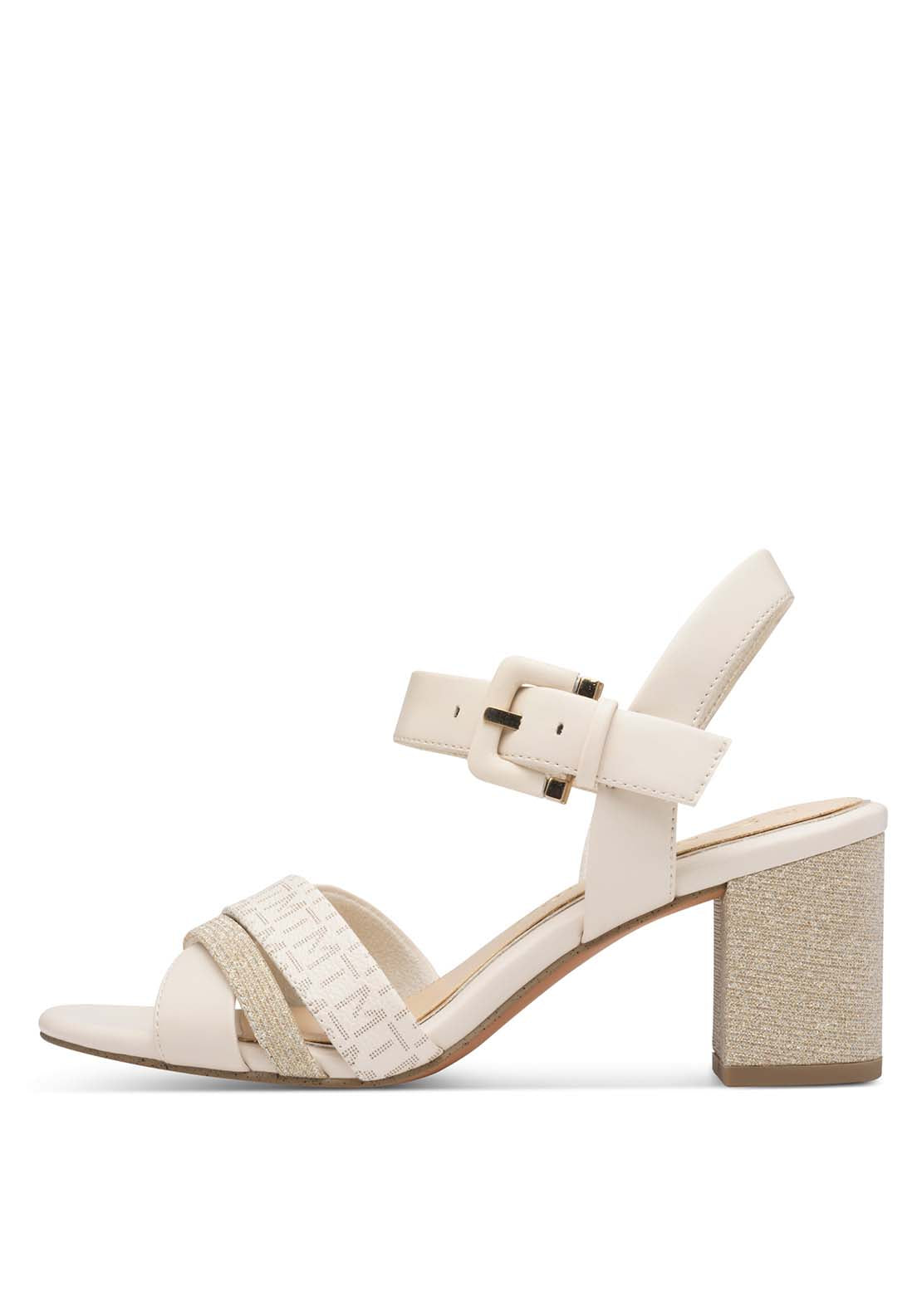Marco Tozzi Print Glam Heel Sandal - Cream Comb 4 Shaws Department Stores