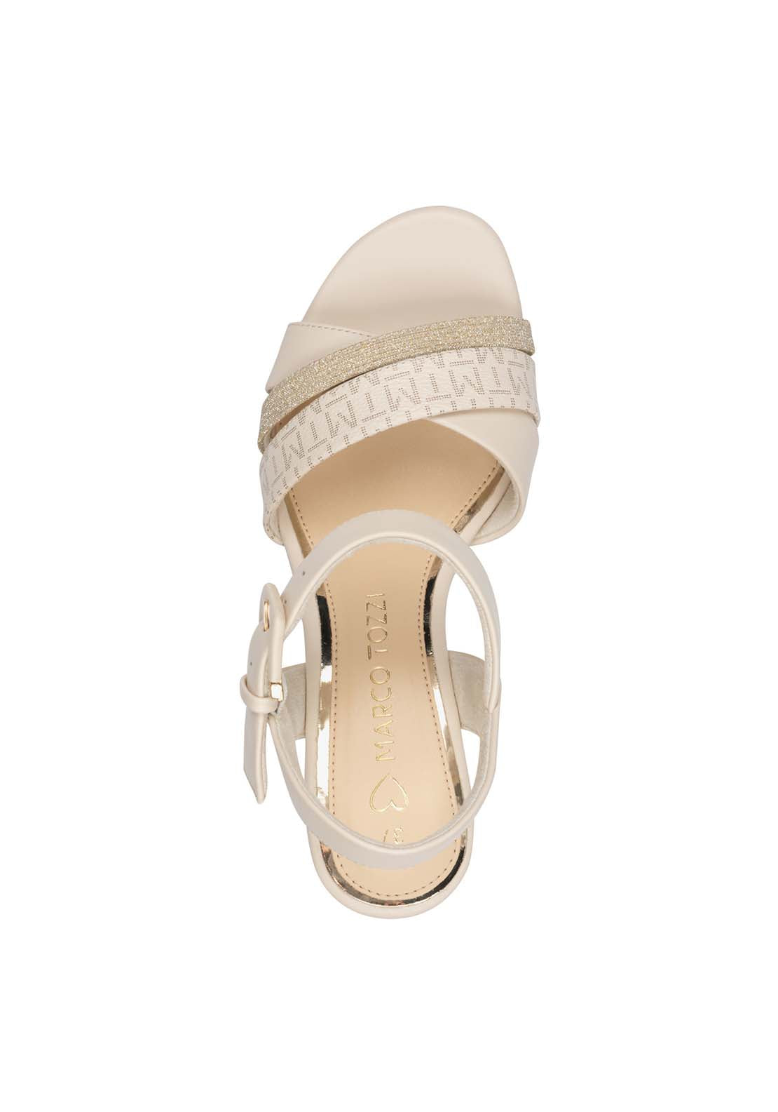 Marco Tozzi Print Glam Heel Sandal - Cream Comb 3 Shaws Department Stores