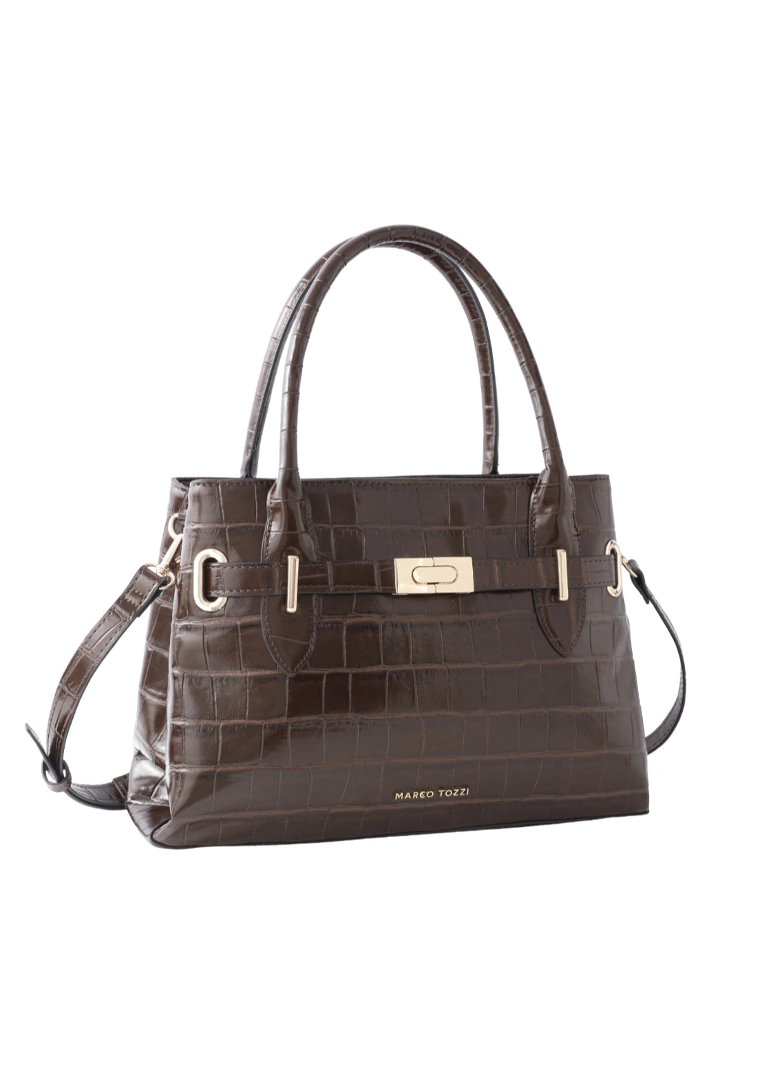 Marco Tozzi Croc-Effect Bowler Bag - Café Croco 1 Shaws Department Stores