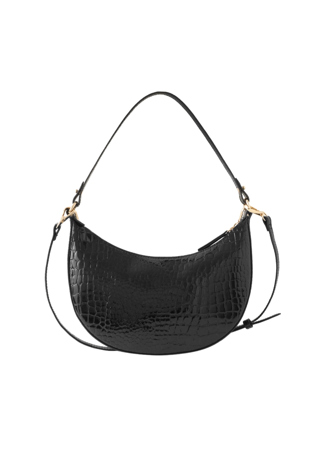 Marco Tozzi Croc Chain Detail Shoulder Bag - Black 2 Shaws Department Stores