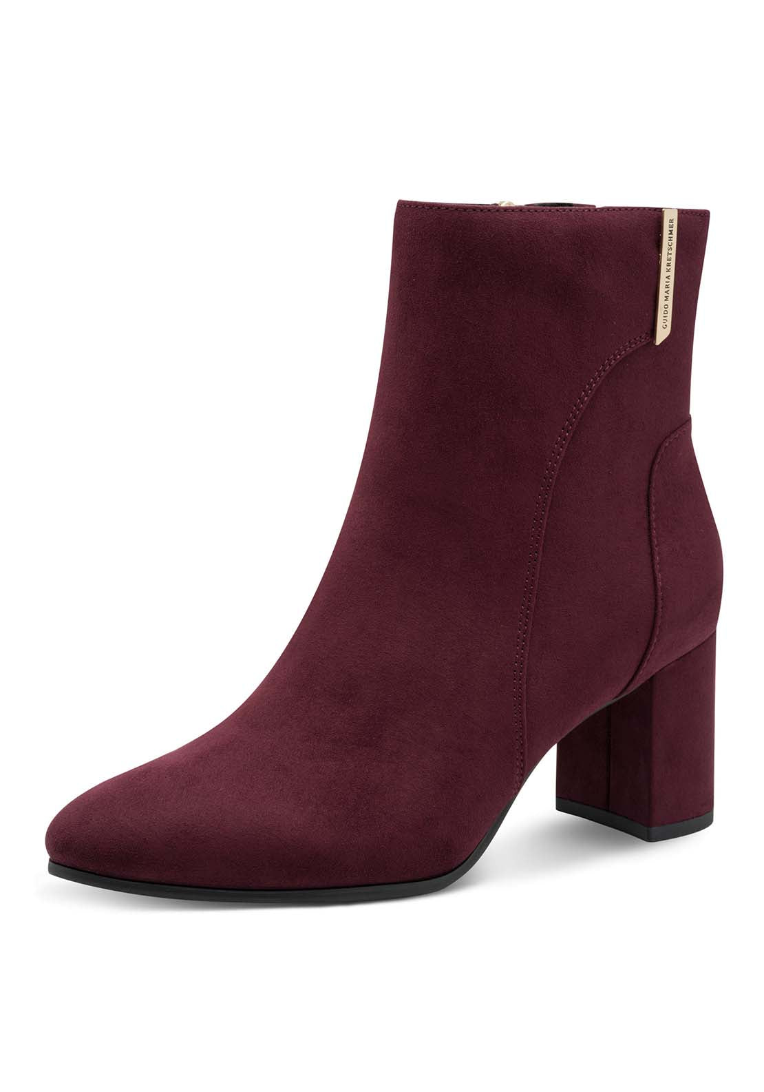 Marco Tozzi Metallic Trim Hi Heeled Boot - Mulberry 1 Shaws Department Stores