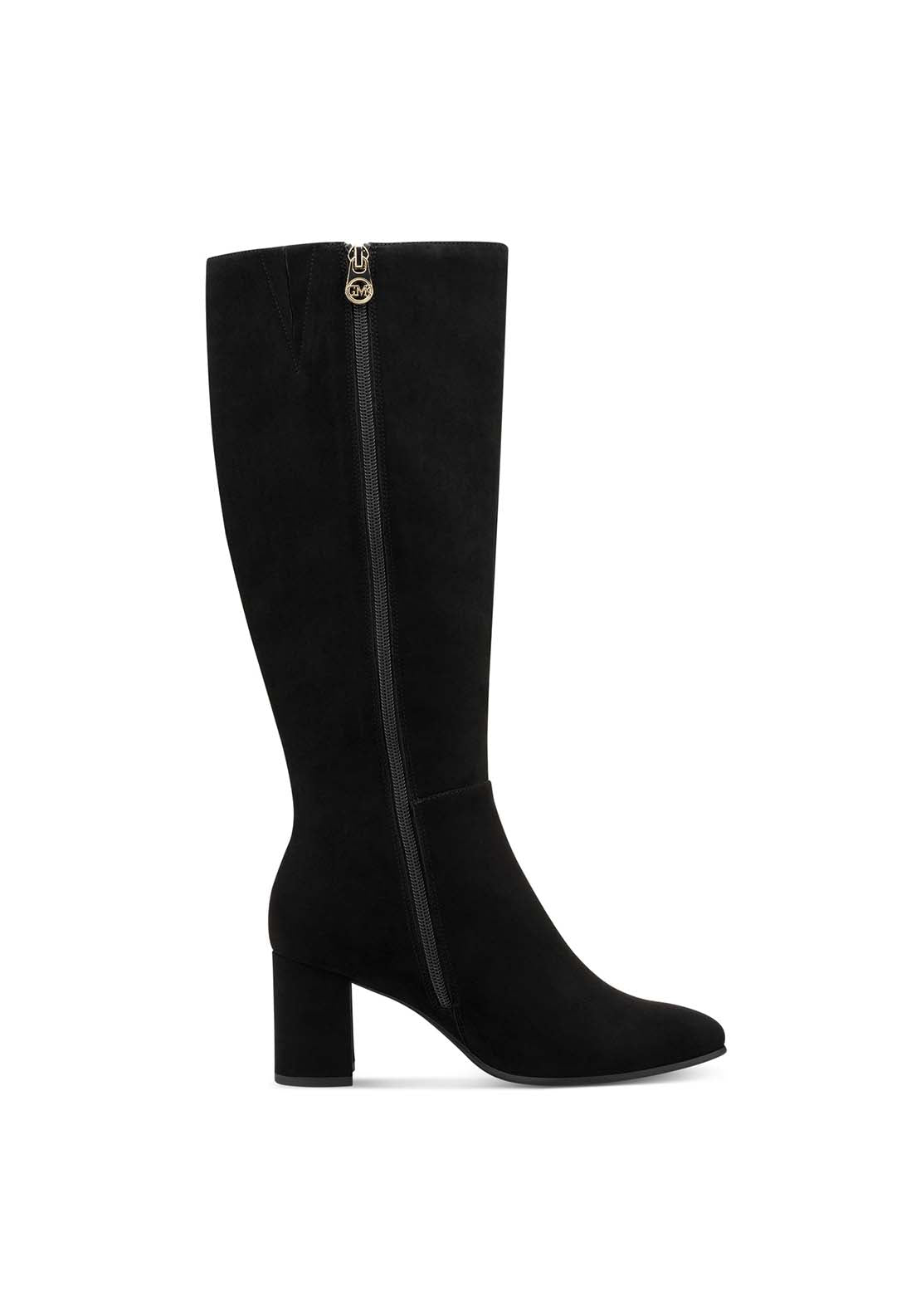Marco Tozzi Suede Heeled Knee High Boot - Black 3 Shaws Department Stores